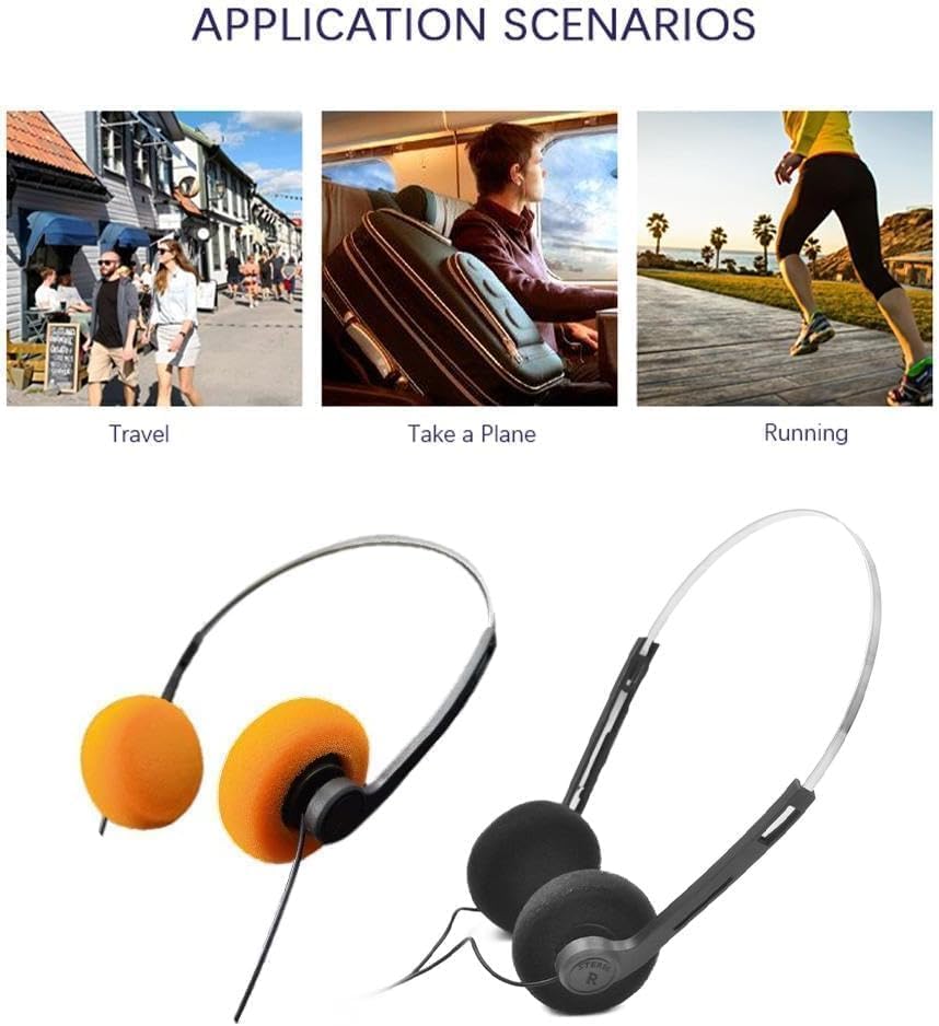 Amazon.co.jp: オレンジ色のレトロなオーバーイヤーヘッドフォン、有線